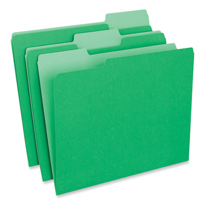 Universal® Interior File Folders, 1/3-Cut Tabs: Assorted, Letter Size, 11-pt Stock, Green, 100/Box OrdermeInc OrdermeInc