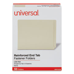 Universal® Reinforced End Tab Fastener Folders, 0.75" Expansion, 2 Fasteners, Letter Size, Manila Exterior, 50/Box OrdermeInc OrdermeInc