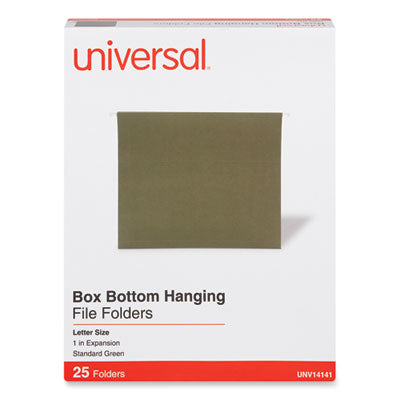 Universal® Box Bottom Hanging File Folders, 1" Capacity, Letter Size, 1/5-Cut Tabs, Standard Green, 25/Box OrdermeInc OrdermeInc