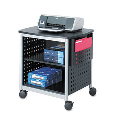 Scoot Deskside Printer Stand, File Pocket, Metal, 3 Shelves, 1 Bin, 200 lb Capacity, 26.5 x 20.5 x 26.5, Black/Silver OrdermeInc OrdermeInc