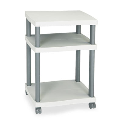 Wave Design Deskside Printer Stand, Plastic, 3 Shelves, 20" x 17.5" x 29.25", White/Charcoal Gray OrdermeInc OrdermeInc