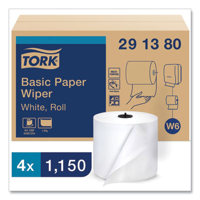 Paper Wiper Roll Towel, 1-Ply, 7.68" x 1,150 ft, White, 4 Rolls/Carton OrdermeInc OrdermeInc