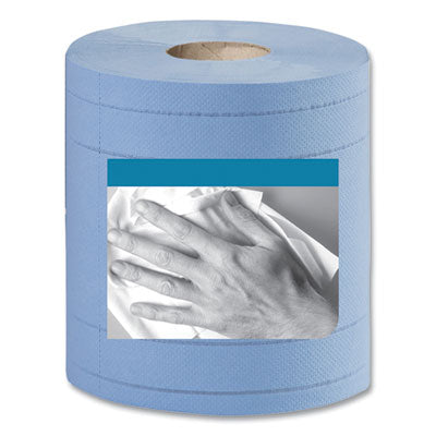 Industrial Paper Wiper, 4-Ply, 11 x 15.75, Unscented, Blue, 375 Wipes/Roll, 2 Rolls/Carton OrdermeInc OrdermeInc