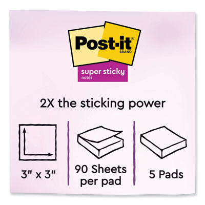 Post-it® Notes Super Sticky Self-Stick Notes, 3" x 3", Saffron Red, 90 Sheets/Pad, 5 Pads/Pack - OrdermeInc