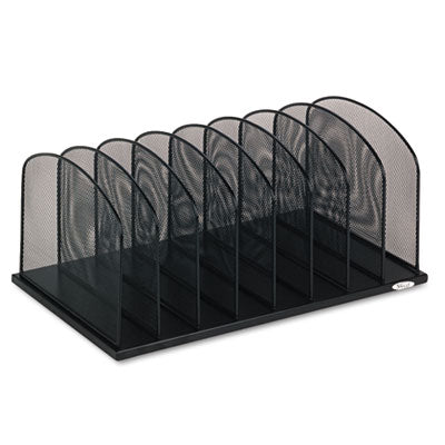 Safco® Onyx Mesh Desk Organizer with Upright Sections, 8 Sections, Letter to Legal Size Files, 19.5" x 11.5" x 8.25", Black OrdermeInc OrdermeInc