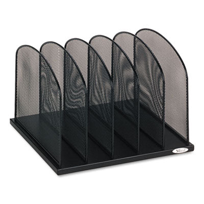 Safco® Onyx Mesh Desk Organizer with Upright Sections, 5 Sections, Letter to Legal Size Files, 12.5" x 11.25" x 8.25", Black OrdermeInc OrdermeInc