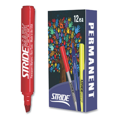 StrideMark Permanent Marker, Fine Bullet Tip, Red, 12/Pack OrdermeInc OrdermeInc
