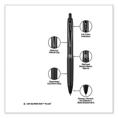 207 Plus+ Gel Pen, Retractable, Medium 0.7 mm, Blue Ink, Black Barrel, 4/Pack OrdermeInc OrdermeInc