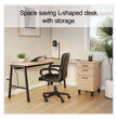 Essentials Single-Pedestal L-Shaped Desk with Integrated Power Management, 59.8" x 59.8 x 29.7", Natural Wood/Black OrdermeInc OrdermeInc