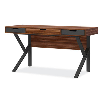 Whalen® Stirling Table Desk, 59.75" x 23.75" x 31", Natural Walnut/Charcoal Gray - OrdermeInc