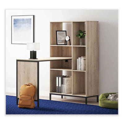 Turing Home Office Workstation with Integrated Bookcase and Power Center, 48.3" x 31.75" x 55.25", Desert Ash/Black OrdermeInc OrdermeInc
