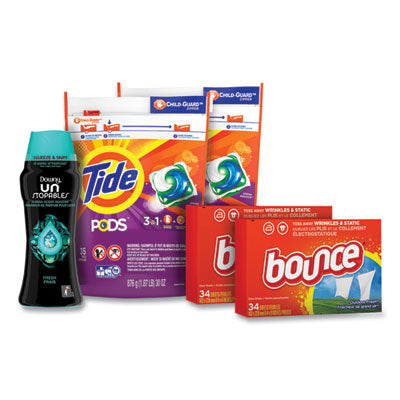 Tide® Better Together Laundry Care Bundle, (2) Bags Tide Pods, (2) Boxes Bounce Dryer Sheets, (1) Bottle Downy Unstopables OrdermeInc OrdermeInc