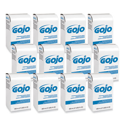 GO-JO INDUSTRIES Premium Lotion Soap, Waterfall, 800 mL Bag-in-Box Refill, 12/Carton