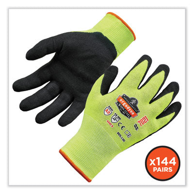 ProFlex 7021-CASE Hi-Vis Nitrile Coated CR Gloves, Lime, Small, 144 Pairs/Carton - OrdermeInc