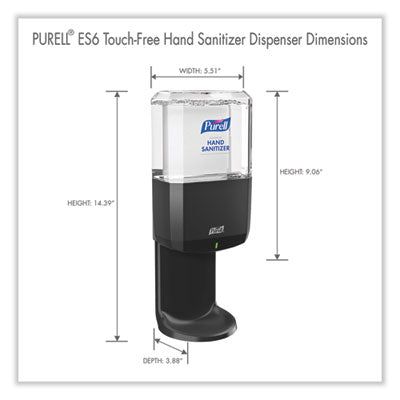 ES6 Touch Free Hand Sanitizer Dispenser, 1,200 mL, 5.25 x 8.56 x 12.13, Graphite OrdermeInc OrdermeInc