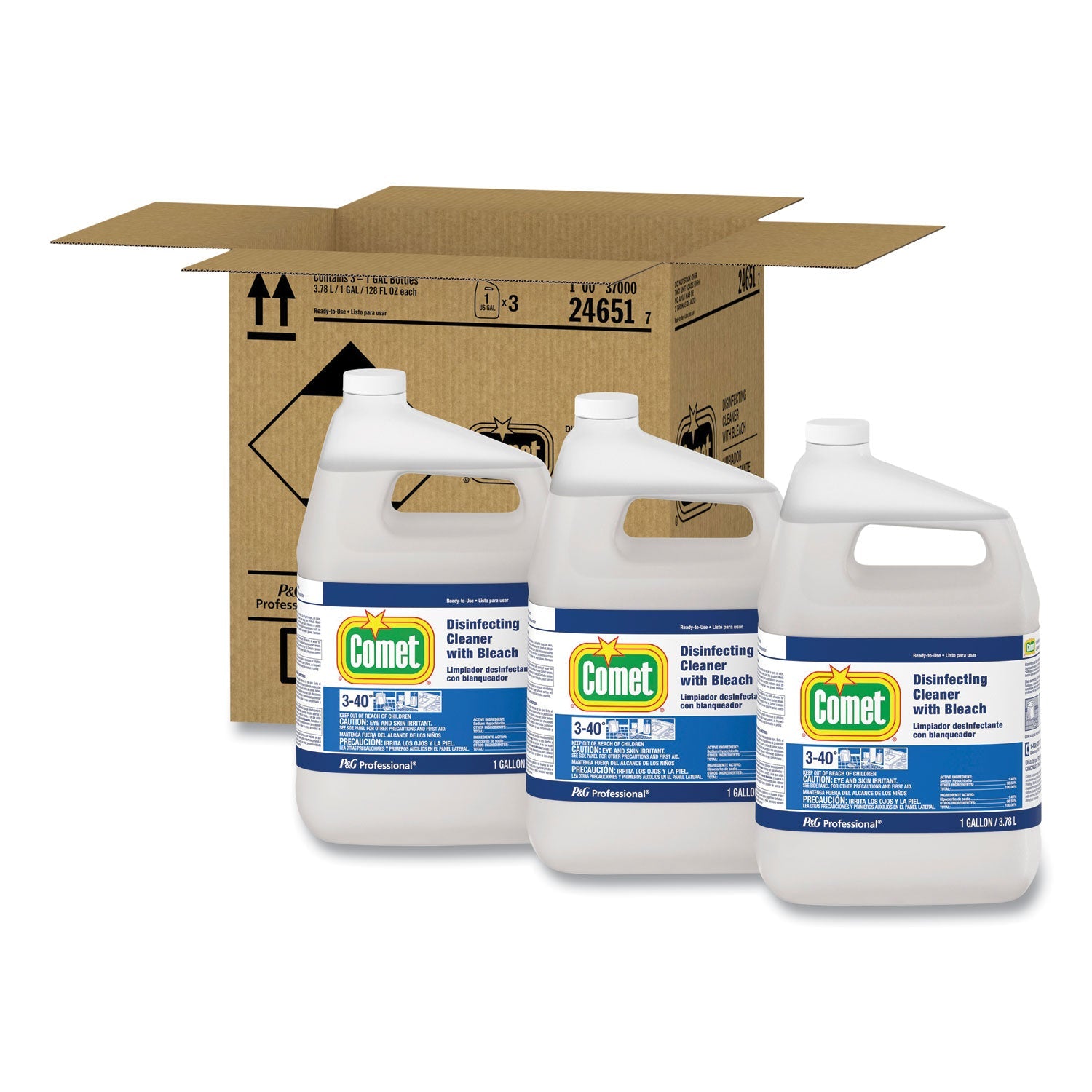 Disinfecting Cleaner w/Bleach, 1 gal Bottle, 3/Carton - OrderMe