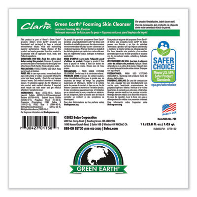 BETCO CORPORATION Green Earth Foaming Skin Cleanser Refill, Fresh Meadow, 1,000 mL Refill Bag, 6/Carton - OrdermeInc