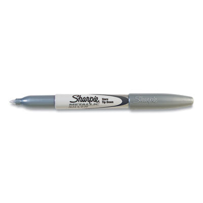 SANFORD Metallic Fine Point Permanent Markers, Fine Bullet Tip, Metallic Silver, Dozen - OrdermeInc