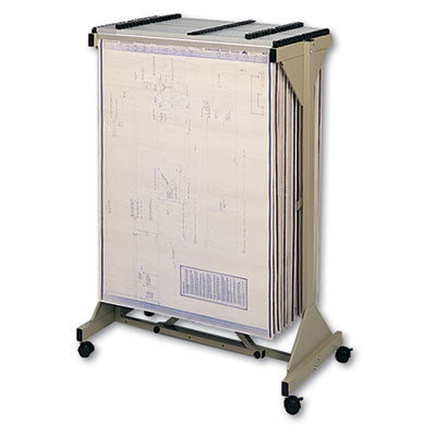 SAFCO PRODUCTS Mobile Plan Center Sheet Rack, 18 Hanging Clamps, 43.75w x 20.5d x 51h, Sand