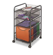 Onyx Mesh Mobile File with Two Supply Drawers, Metal, 1 Shelf, 3 Drawers, 15.75" x 17" x 27", Black OrdermeInc OrdermeInc