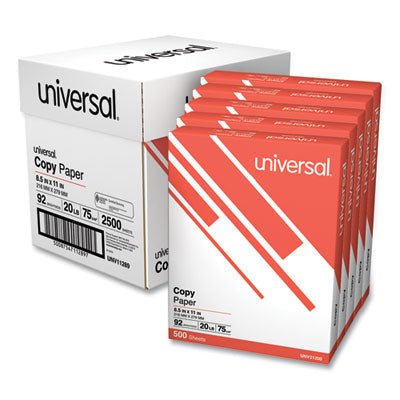 UNIVERSAL OFFICE PRODUCTS Copy Paper Convenience Carton, 92 Bright, 20 lb Bond Weight, 8.5 x 11, White, 500 Sheets/Ream, 5 Reams/Carton