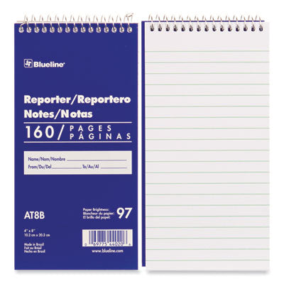 Reporters Note Pad, Medium/College Rule, Blue Cover, 80 White 4 x 8 Sheets - OrdermeInc