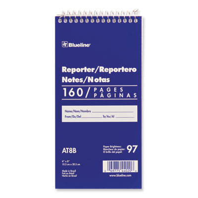 Reporters Note Pad, Medium/College Rule, Blue Cover, 80 White 4 x 8 Sheets - OrdermeInc