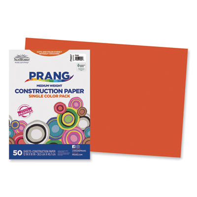 Prang® SunWorks Construction Paper, 50 lb Text Weight, 12 x 18, Orange, 50/Pack - OrdermeInc