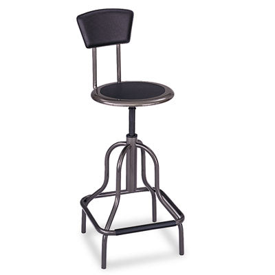 Diesel Industrial Stool with Back, Supports Up to 250 lb, 22" to 27" Seat Height, Black Seat/Back, Pewter Base OrdermeInc OrdermeInc