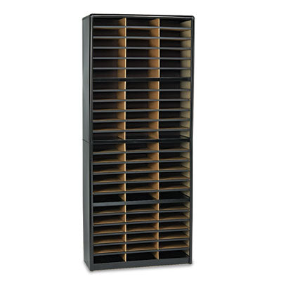 Steel/Fiberboard Literature Sorter, 72 Compartments, 32.25 x 13.5 x 75, Black OrdermeInc OrdermeInc