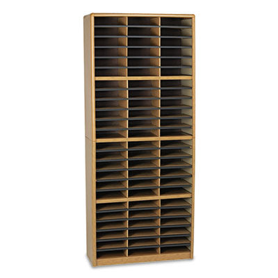 Steel/Fiberboard Literature Sorter, 72 Compartments, 32.25 x 13.5 x 75, Med Oak OrdermeInc OrdermeInc