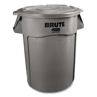 RUBBERMAID COMMERCIAL PROD. Vented Round Brute Container, 55 gal, Plastic, Gray - OrdermeInc