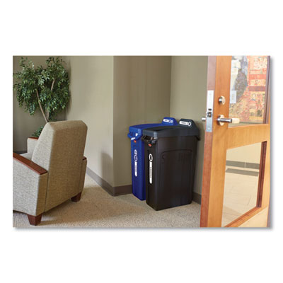 RUBBERMAID COMMERCIAL PROD. Slim Jim Plastic Recycling Container with Venting Channels, 23 gal, Plastic, Blue - OrdermeInc