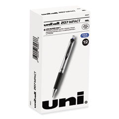 uniball® 207 Impact Gel Pen, Stick, Bold 1 mm, Blue Ink, Silver/Black/Blue Barrel OrdermeInc OrdermeInc