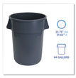 Round Waste Receptacle, 44 gal, Plastic, Gray OrdermeInc OrdermeInc