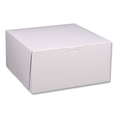 White One-Piece Non-Window Bakery Boxes, Standard, 12 x 12 x 6, White/Kraft, Paper, 50/Bundle - OrdermeInc