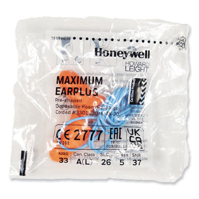 Howard Leight® by Honeywell MAXIMUM Single-Use Earplugs, Corded, 33NRR, Coral, 100 Pairs OrdermeInc OrdermeInc