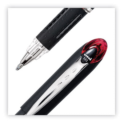 uniball® Jetstream Hybrid Gel Pen, Stick, Bold 1 mm, Red Ink, Black/Silver/Red Barrel - OrdermeInc