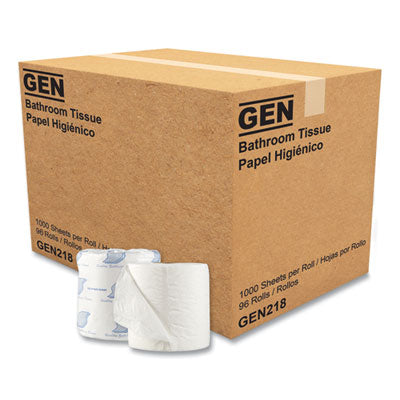 GEN Standard Bath Tissue, Septic Safe, Individually Wrapped Rolls, 1-Ply, White, 1,000 Sheets/Roll, 96 Wrapped Rolls/Carton - OrdermeInc