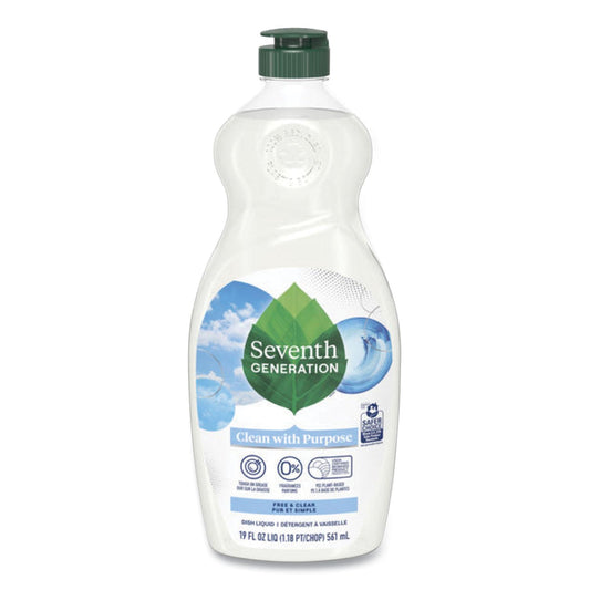 Natural Dishwashing Liquid, Free and Clear, 19 oz Bottle, 6/Carton - OrderMe
