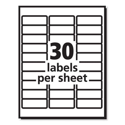 AVERY PRODUCTS CORPORATION Labels, Laser Printers, 1 x 2.63, White, 30/Sheet, 100 Sheets/Box
