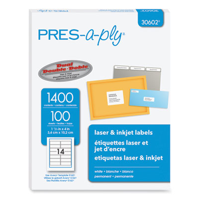 Labels, Laser Printers, 1.33 x 4, White, 14/Sheet, 100 Sheets/Box OrdermeInc OrdermeInc