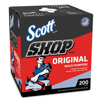 Scott® Shop Towels, POP-UP Box, 1-Ply, 9 x 12, Blue, 200/Box, 8 Boxes/Carton - OrdermeInc