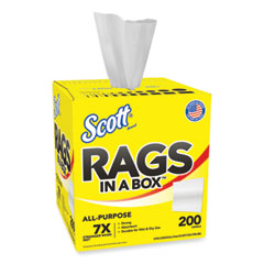 Scott® Rags in a Box, POP-UP Box, 12 x 9, White, 200/Box, 8 Boxes/Carton - OrdermeInc