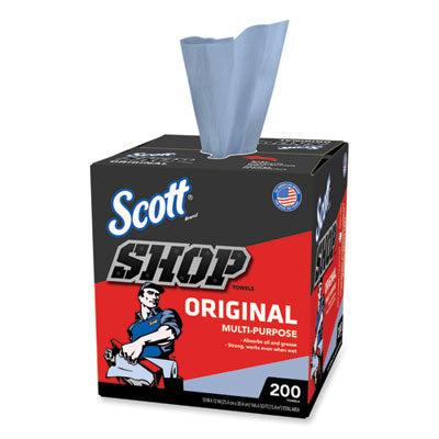 Scott® Shop Towels, POP-UP Box, 1-Ply, 9 x 12, Blue, 200/Box, 8 Boxes/Carton - OrdermeInc