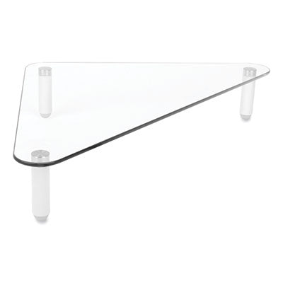 Kantek Glass Corner Monitor Riser, 19.7" x 11" x 3.25", Clear, Supports 40 lbs - OrdermeInc
