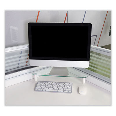 Kantek Glass Corner Monitor Riser, 19.7" x 11" x 3.25", Clear, Supports 40 lbs - OrdermeInc