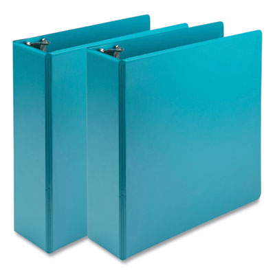 Earth's Choice Plant-Based Economy Round Ring View Binders, 3 Rings, 3" Capacity, 11 x 8.5, Teal, 2/Pack OrdermeInc OrdermeInc