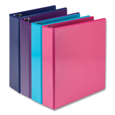 Durable D-Ring View Binders, 3 Rings, 2" Capacity, 11 x 8.5, Blueberry/Blue Coconut/Dragonfruit/Purple, 4/Pack OrdermeInc OrdermeInc