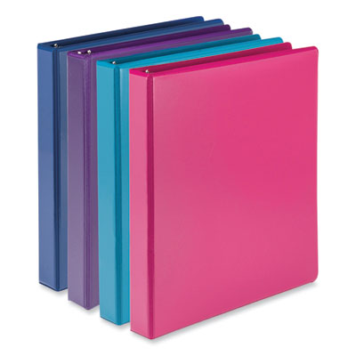 Durable D-Ring View Binders, 3 Rings, 1" Capacity, 11 x 8.5, Blueberry/Blue Coconut/Dragonfruit/Purple, 4/Pack OrdermeInc OrdermeInc